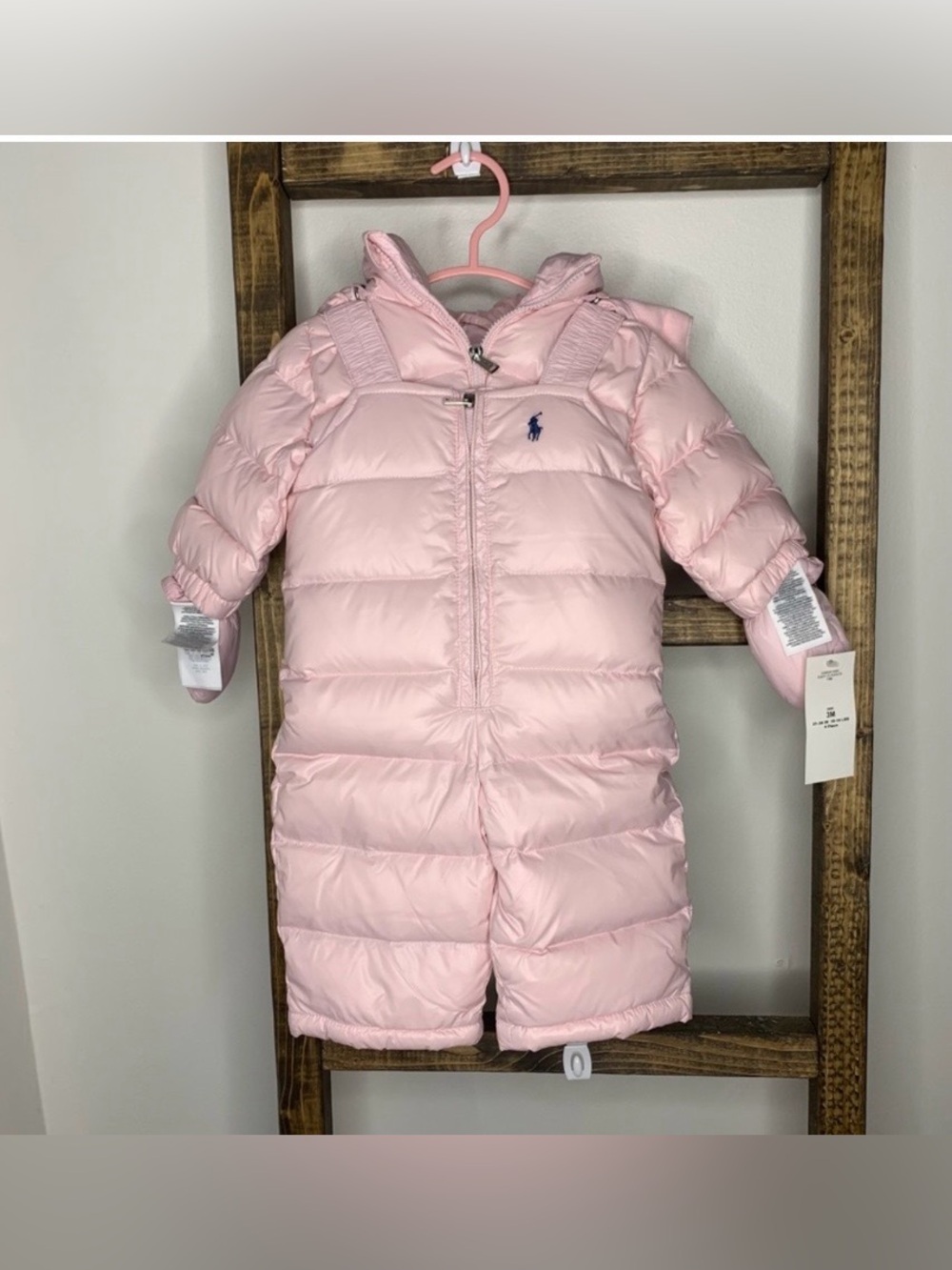 Ralph Lauren Pink Quilted Puffer Jacket, Pants & Mittens Set - Picture 2 of 5